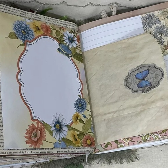 Junk journal White BOHO Garden Floral Interactive Handmade OOAK 232 Pages - Picture 4 of 11